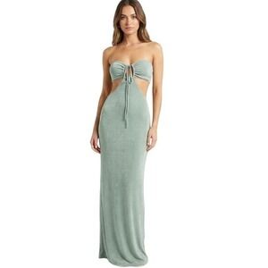 Runaway Dress Womens Small Green Strapless Cutout Bodycon Maxi Party Club Summer